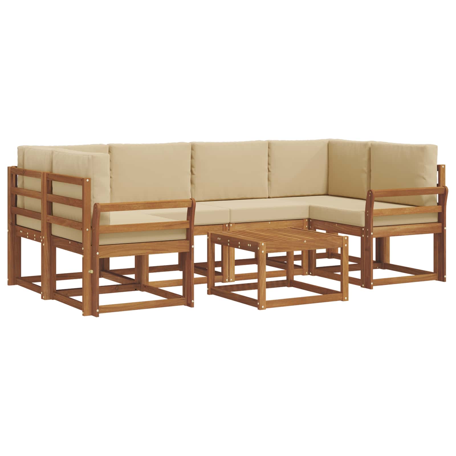 Set di divani da esterno con cuscino 7 pcs Naturale e Beige | homemem39