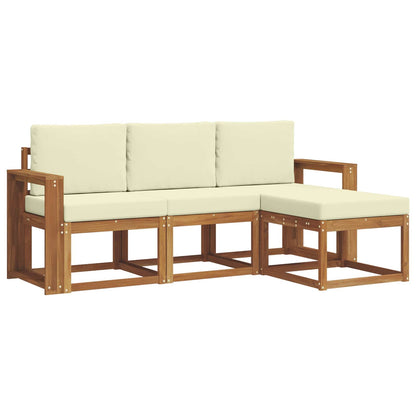 Set di divani da esterno con cuscino 4 pcs Naturale e Crema | homemem39