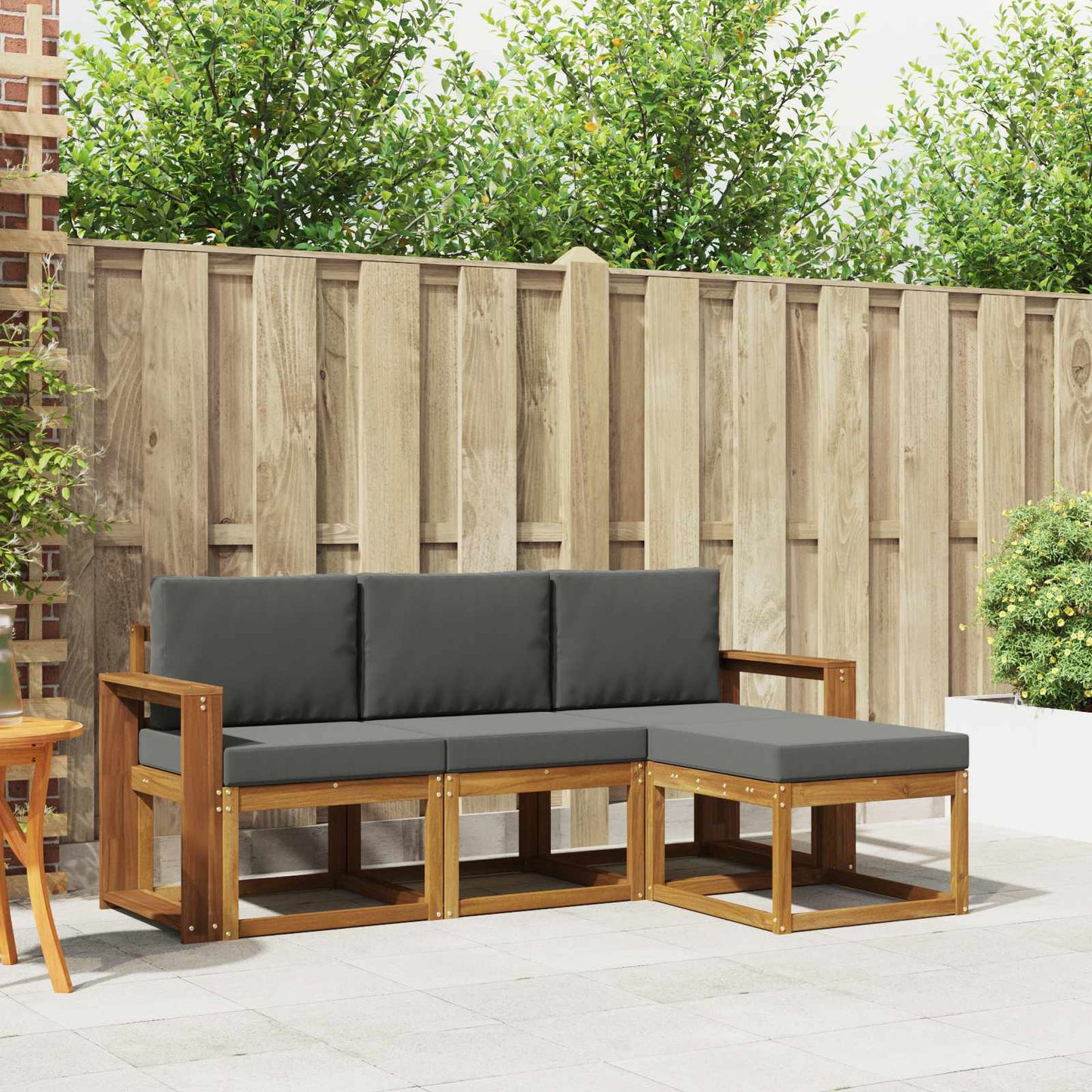 Set di divani da esterno con cuscino 4 pcs Naturale e Antracite