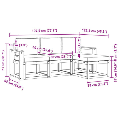 Set di divani da esterno con cuscino 4 pcs Naturale e Antracite | homemem39