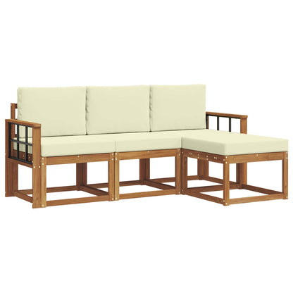 Set di divani da esterno con cuscino 4 pcs Naturale e Crema | homemem39