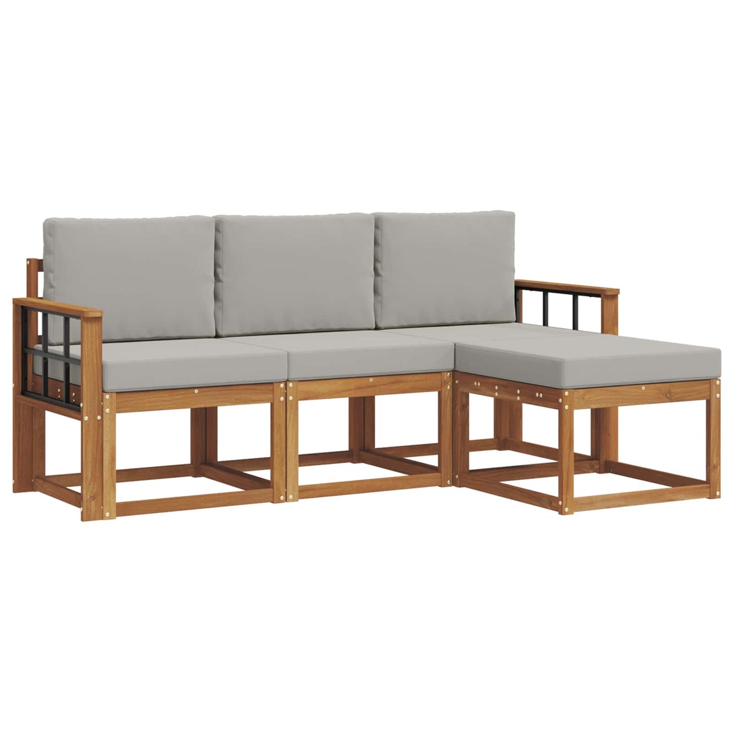 Set di divani da esterno 4 pcs Grigio Naturale e Chiaro | homemem39
