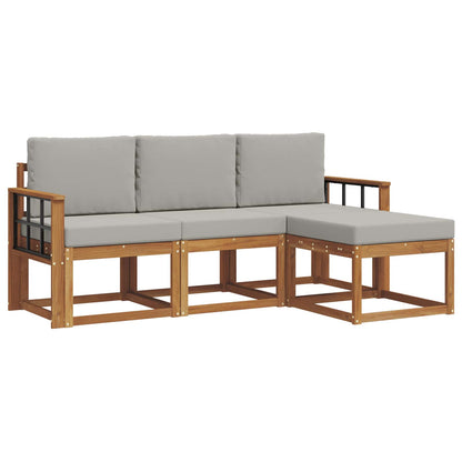 Set di divani da esterno 4 pcs Grigio Naturale e Chiaro | homemem39