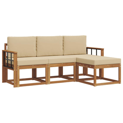 Set di divani da esterno con cuscino 4 pcs Naturale e Beige | homemem39