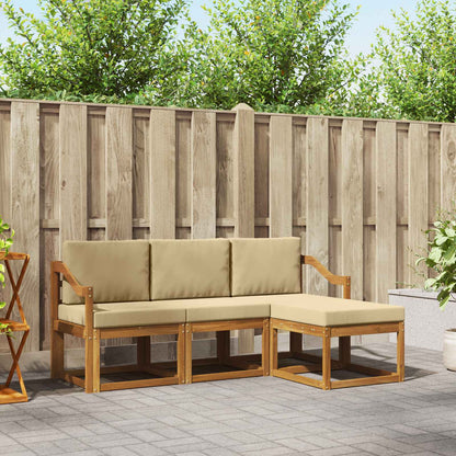 Set di divani da esterno con cuscino 4 pcs Naturale e Beige | homemem39