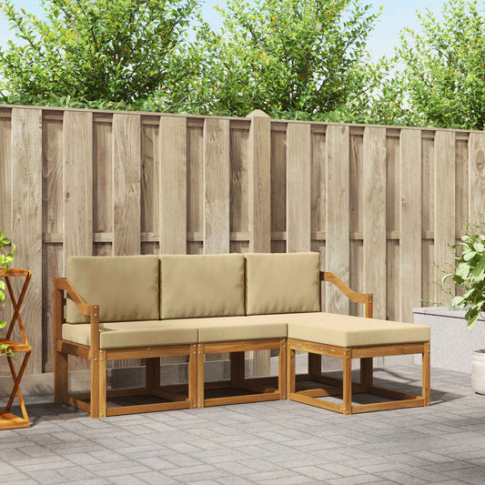 Set di divani da esterno con cuscino 4 pcs Naturale e Beige | homemem39