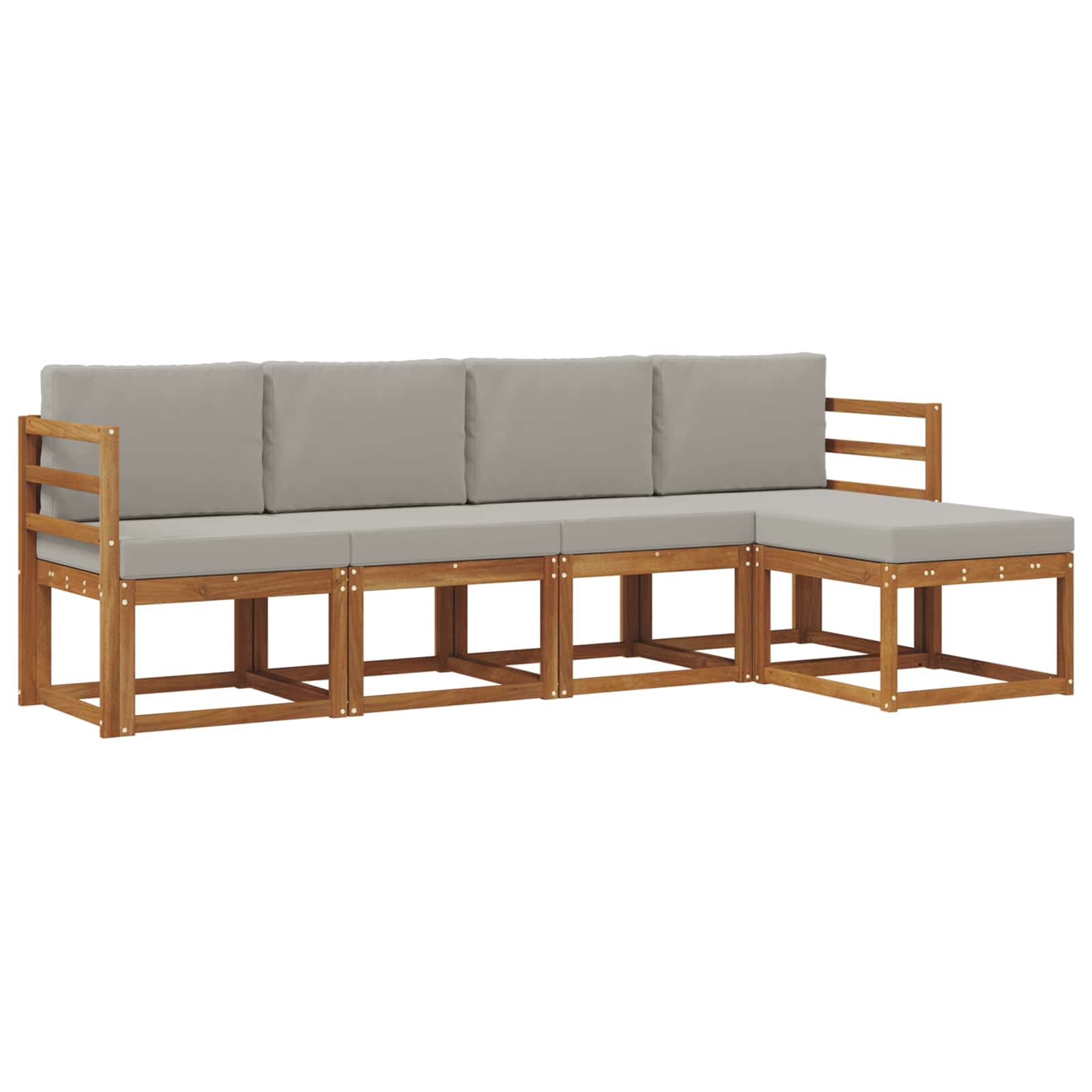 Set di divani da esterno 5 pcs Grigio Naturale e Chiaro | homemem39