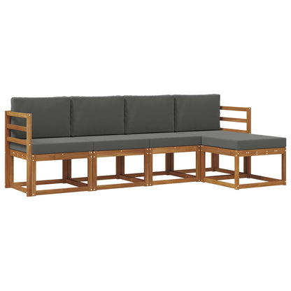 Set di divani da esterno con cuscino 5 pcs Naturale e Antracite | homemem39