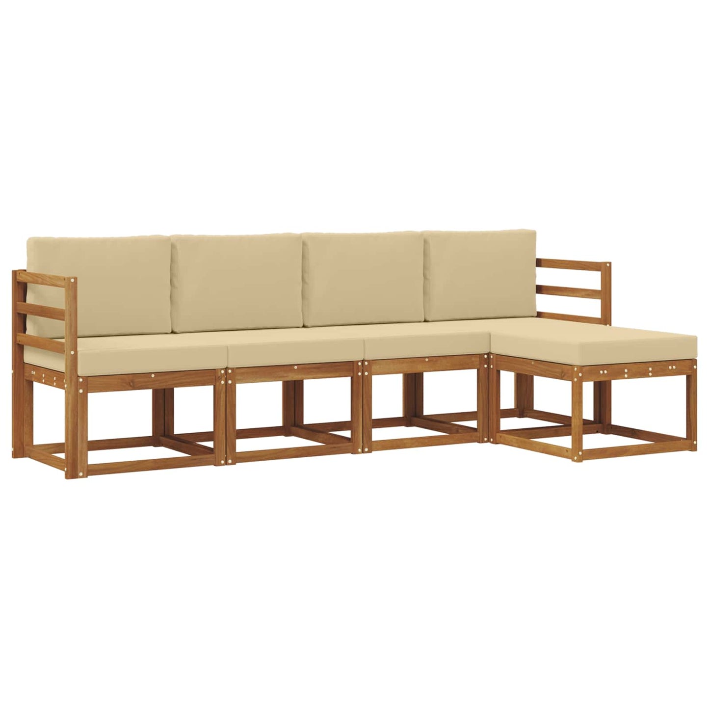 Set di divani da esterno con cuscino 5 pcs Naturale e Beige | homemem39