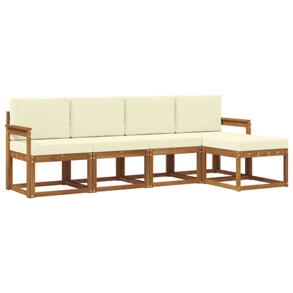 Set di divani da esterno con cuscino 5 pcs Naturale e Crema | homemem39