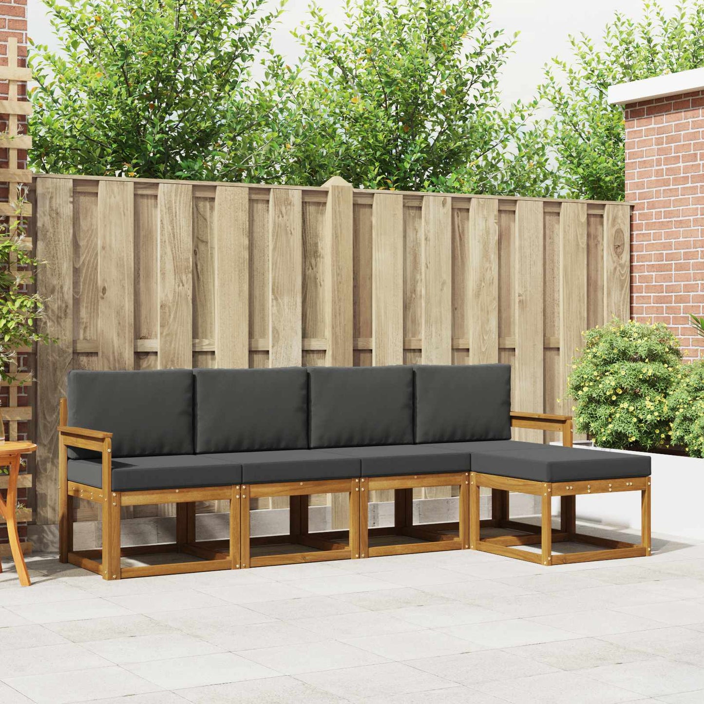 Set di divani da esterno con cuscino 5 pcs Naturale e Antracite | homemem39