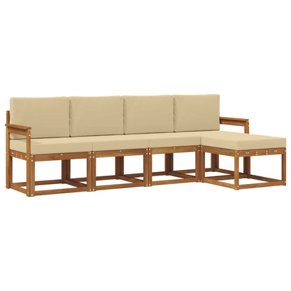 Set di divani da esterno con cuscino 5 pcs Naturale e Beige | homemem39