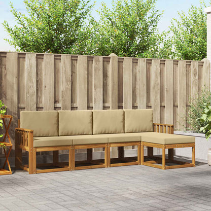 Set di divani da esterno con cuscino 5 pcs Naturale e Beige | homemem39