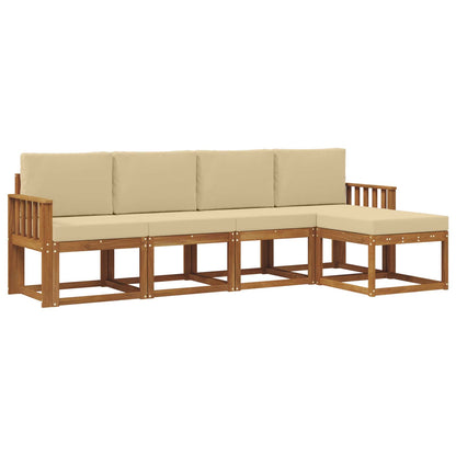 Set di divani da esterno con cuscino 5 pcs Naturale e Beige | homemem39