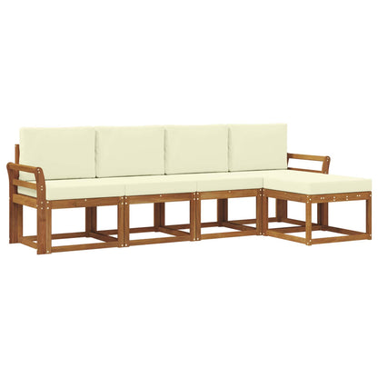 Set di divani da esterno con cuscino 5 pcs Naturale e Crema | homemem39