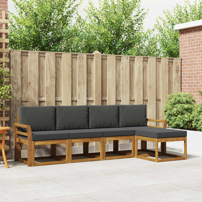 Set di divani da esterno con cuscino 5 pcs Naturale e Antracite