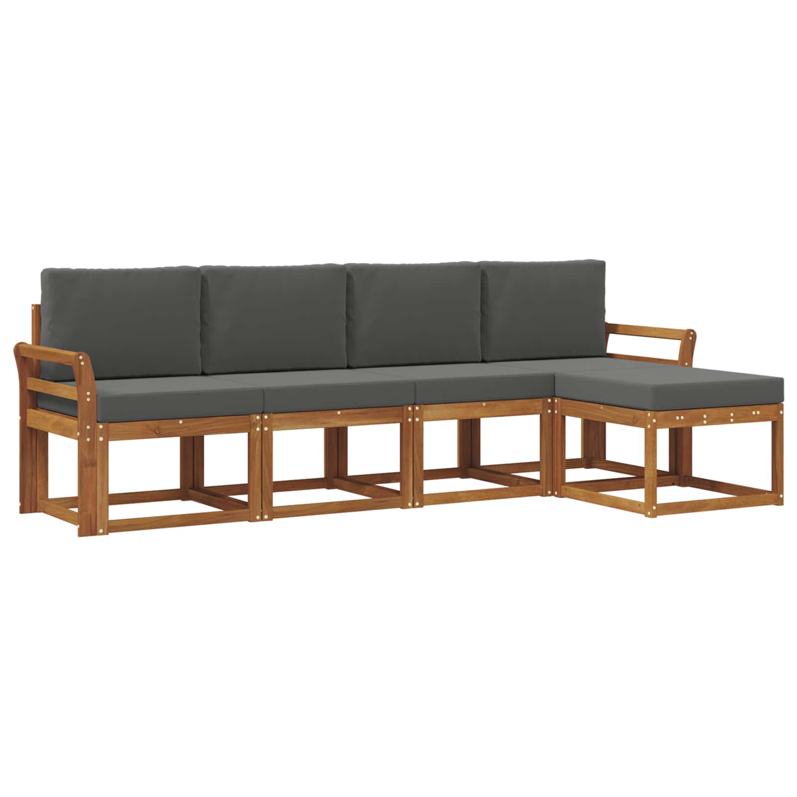 Set di divani da esterno con cuscino 5 pcs Naturale e Antracite | homemem39