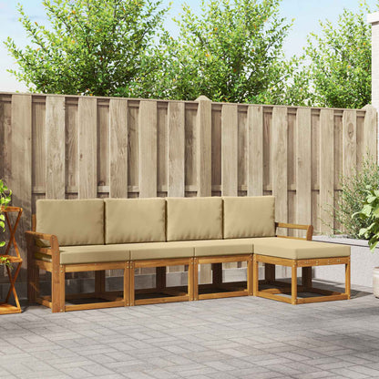 Set di divani da esterno con cuscino 5 pcs Naturale e Beige