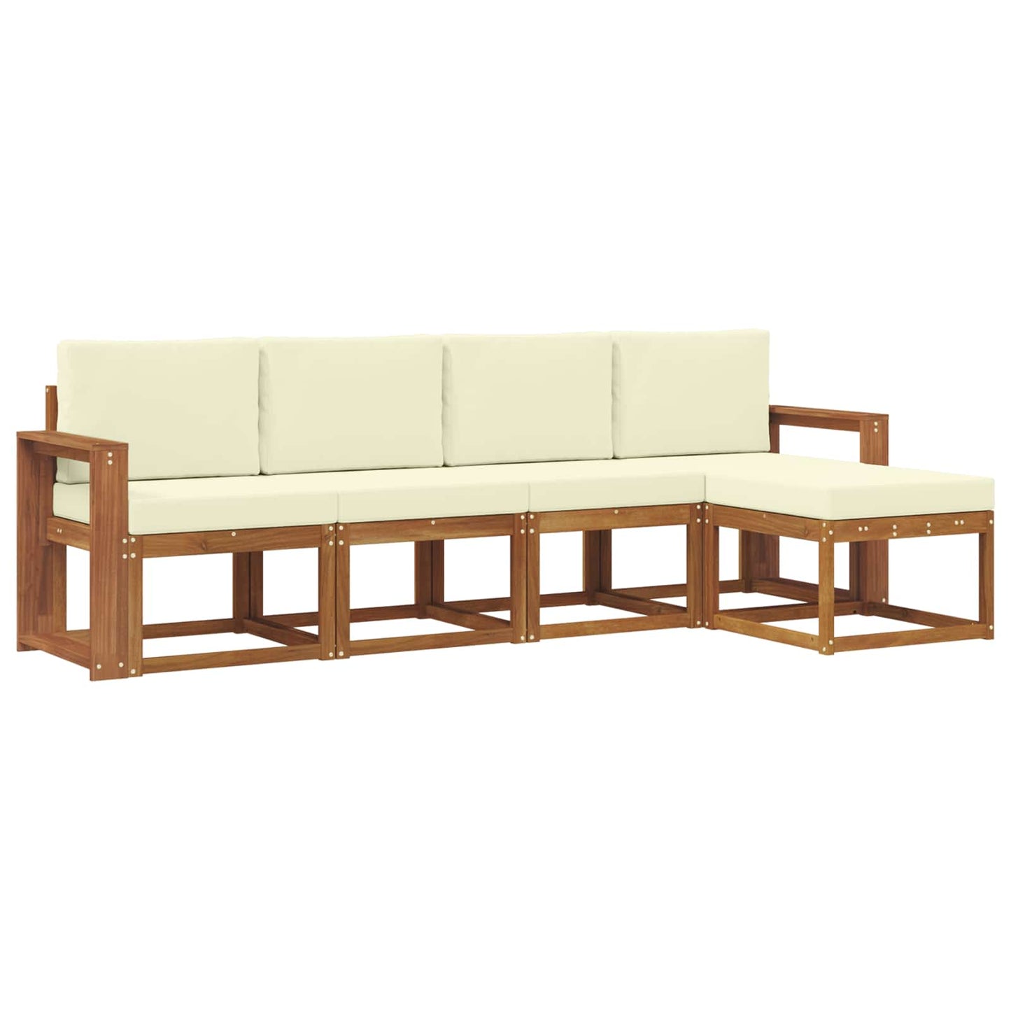 Set di divani da esterno con cuscino 5 pcs Naturale e Crema
