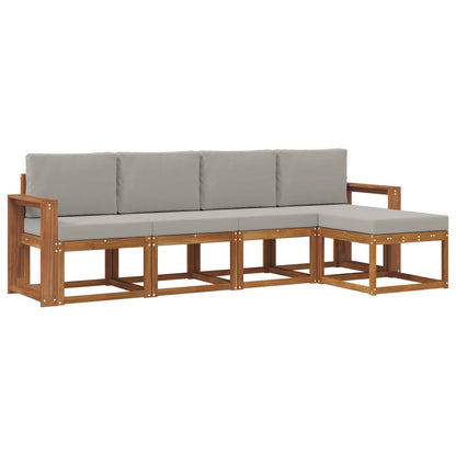 Set di divani da esterno 5 pcs Grigio Naturale e Chiaro | homemem39