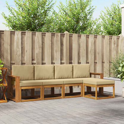 Set di divani da esterno con cuscino 5 pcs Naturale e Beige | homemem39