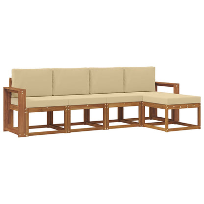 Set di divani da esterno con cuscino 5 pcs Naturale e Beige | homemem39
