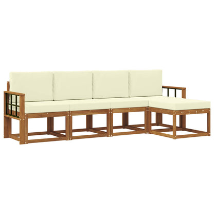 Set di divani da esterno con cuscino 5 pcs Naturale e Crema | homemem39