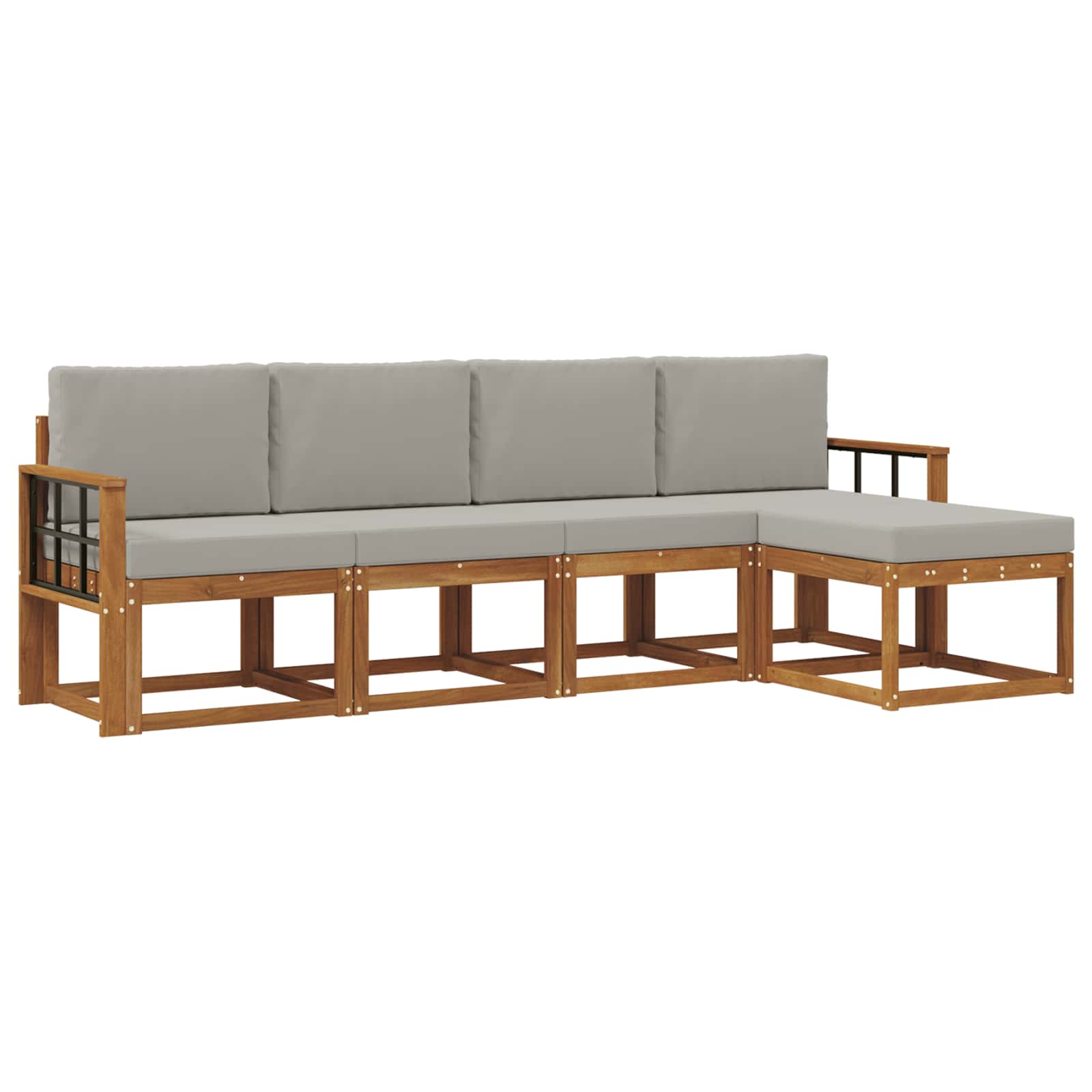 Set di divani da esterno 5 pcs Grigio Naturale e Chiaro | homemem39