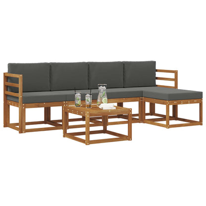 Set di divani da esterno con cuscino 6 pcs Naturale e Antracite | homemem39