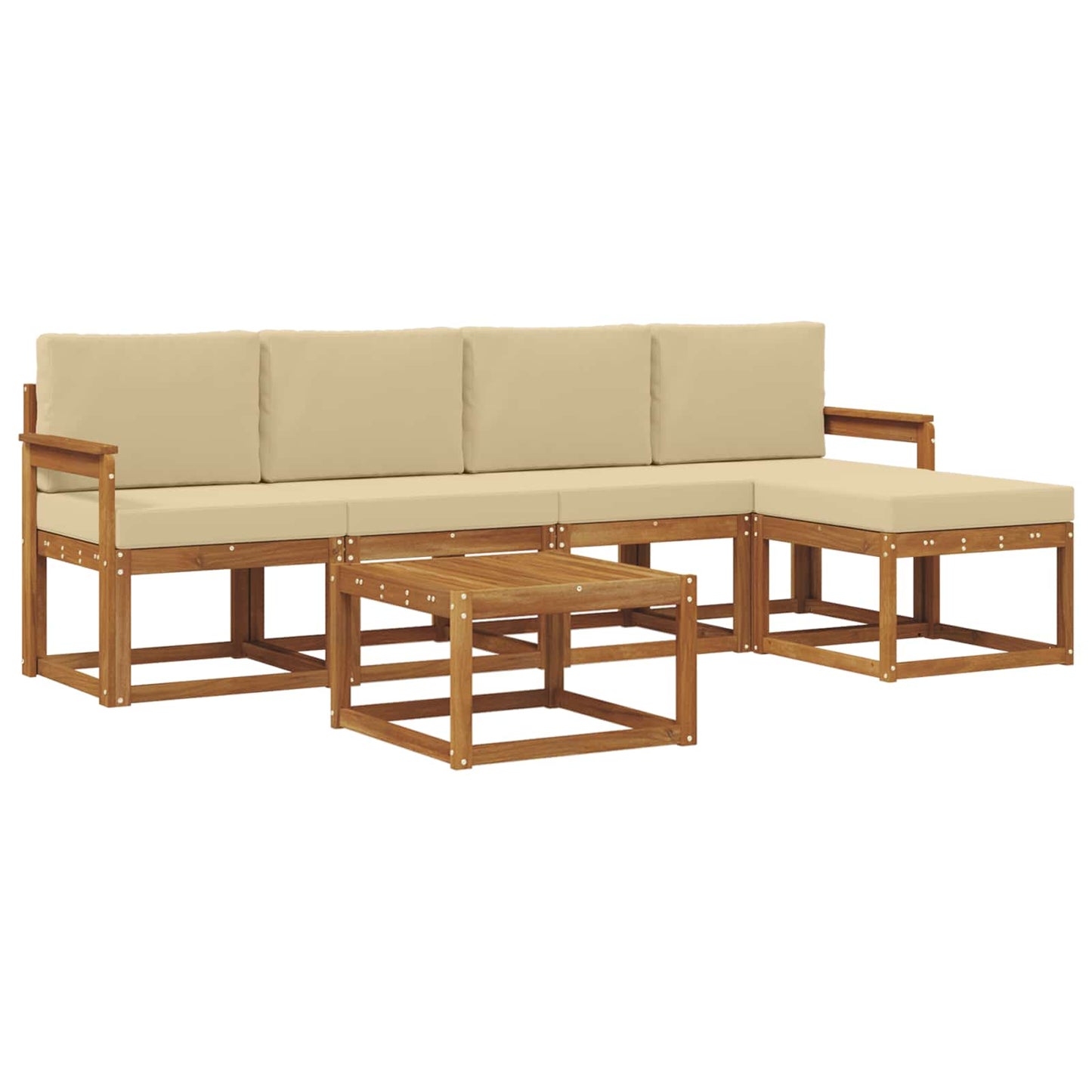 Set di divani da esterno con cuscino 6 pcs Naturale e Beige | homemem39
