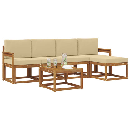 Set di divani da esterno con cuscino 6 pcs Naturale e Beige | homemem39