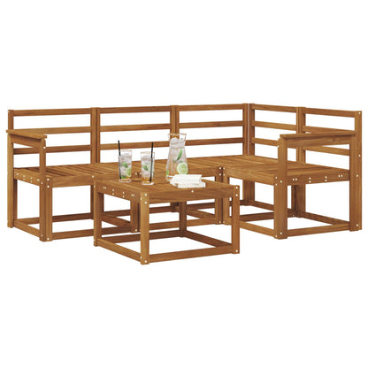 Set di divani da esterno 5 pz Naturale Legno di Acacia Massello