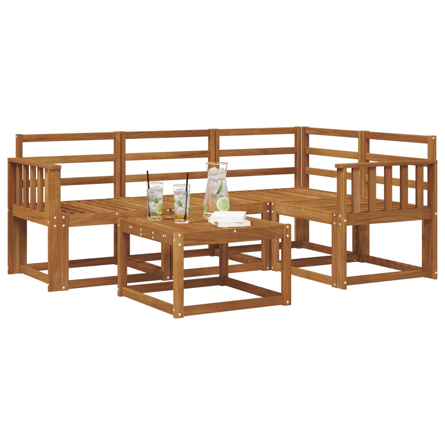 Set di divani da esterno 5 pz Naturale Legno di Acacia Massello | homemem39