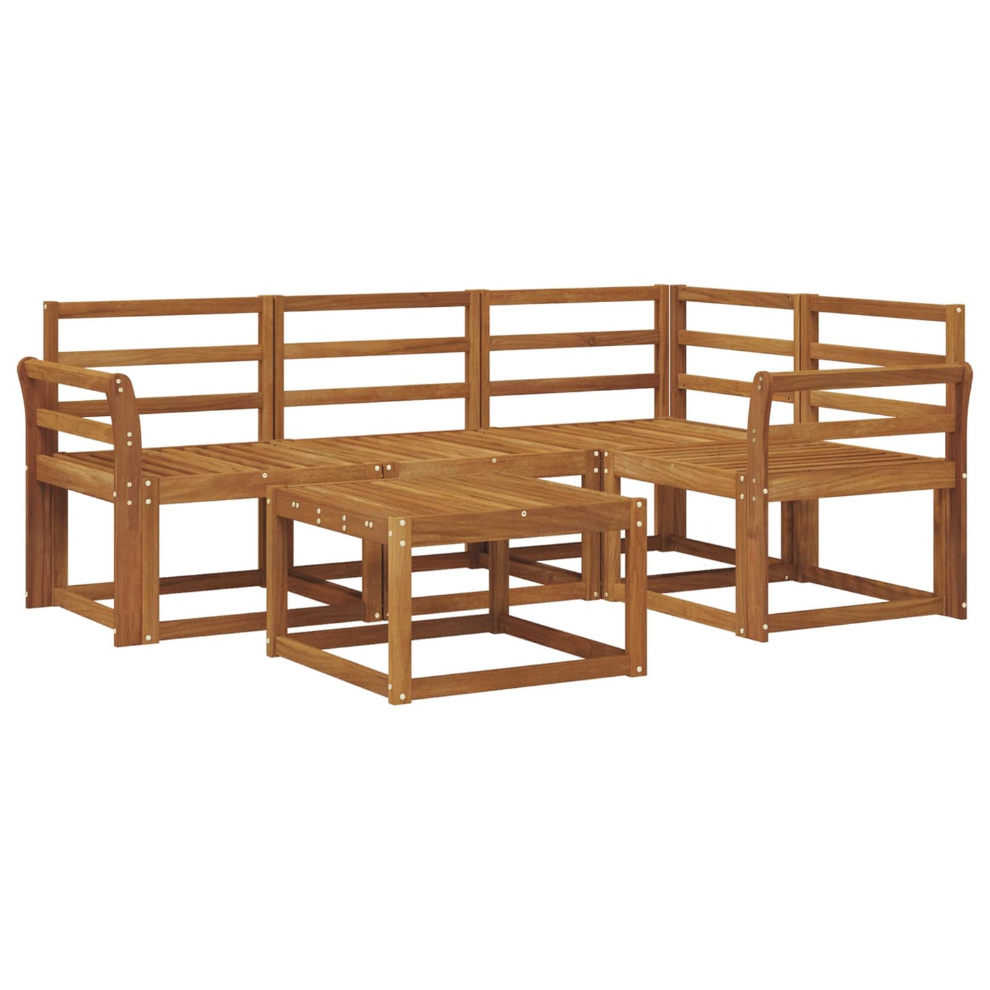 Set di divani da esterno 5 pz Naturale Legno di Acacia Massello