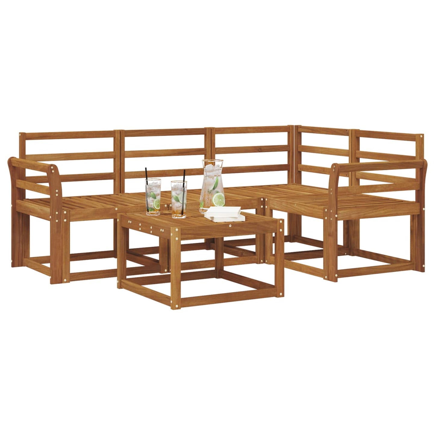 Set di divani da esterno 5 pz Naturale Legno di Acacia Massello | homemem39