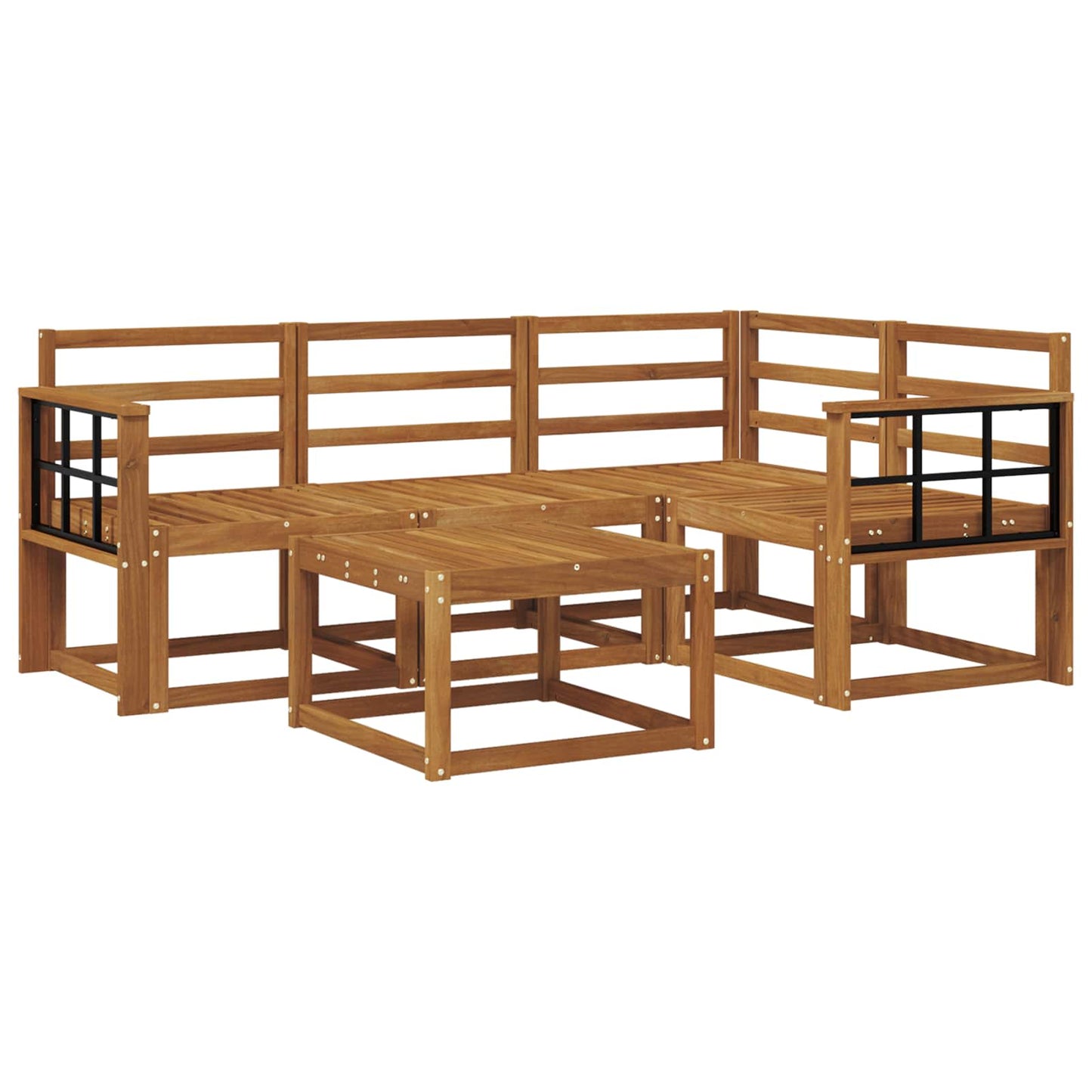 Set di divani da esterno 5 pz Naturale Legno di Acacia Massello