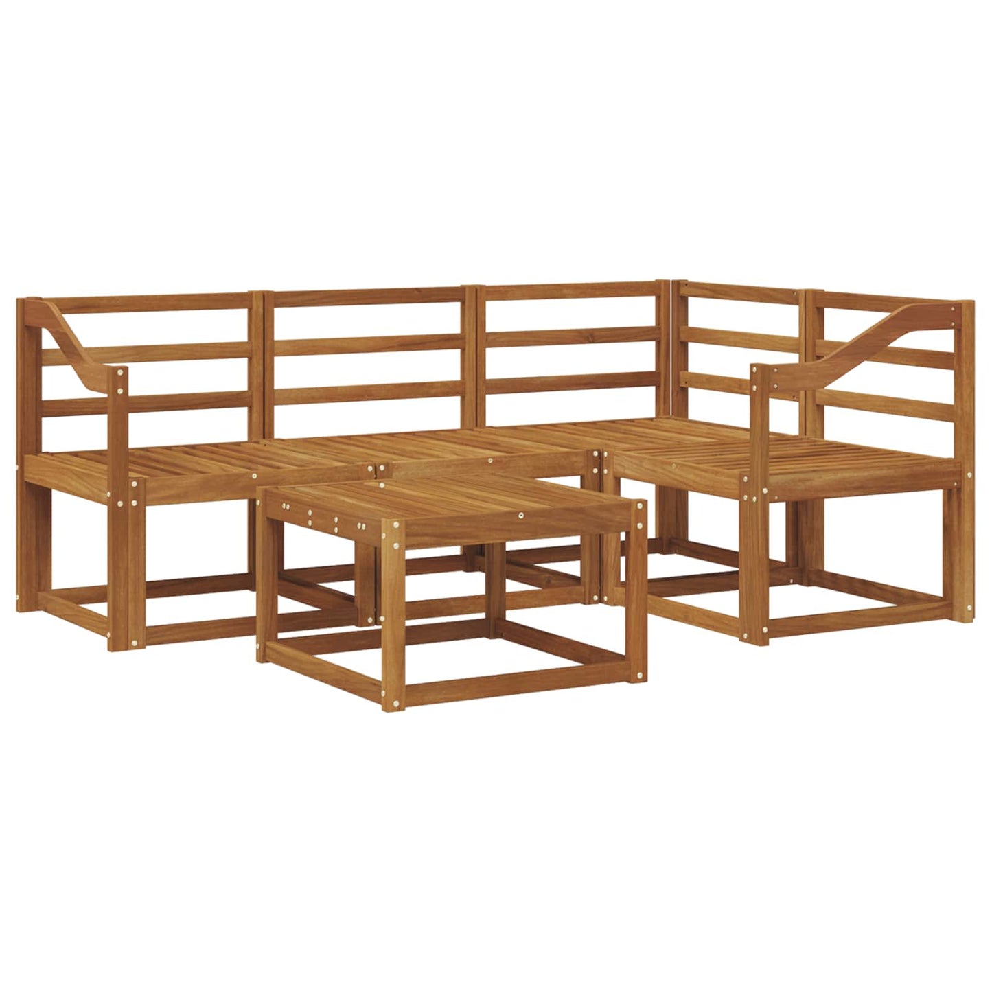 Set di divani da esterno 5 pz Naturale Legno di Acacia Massello