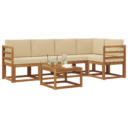 Set di divani da esterno con cuscino 6 pcs Naturale e Beige | homemem39