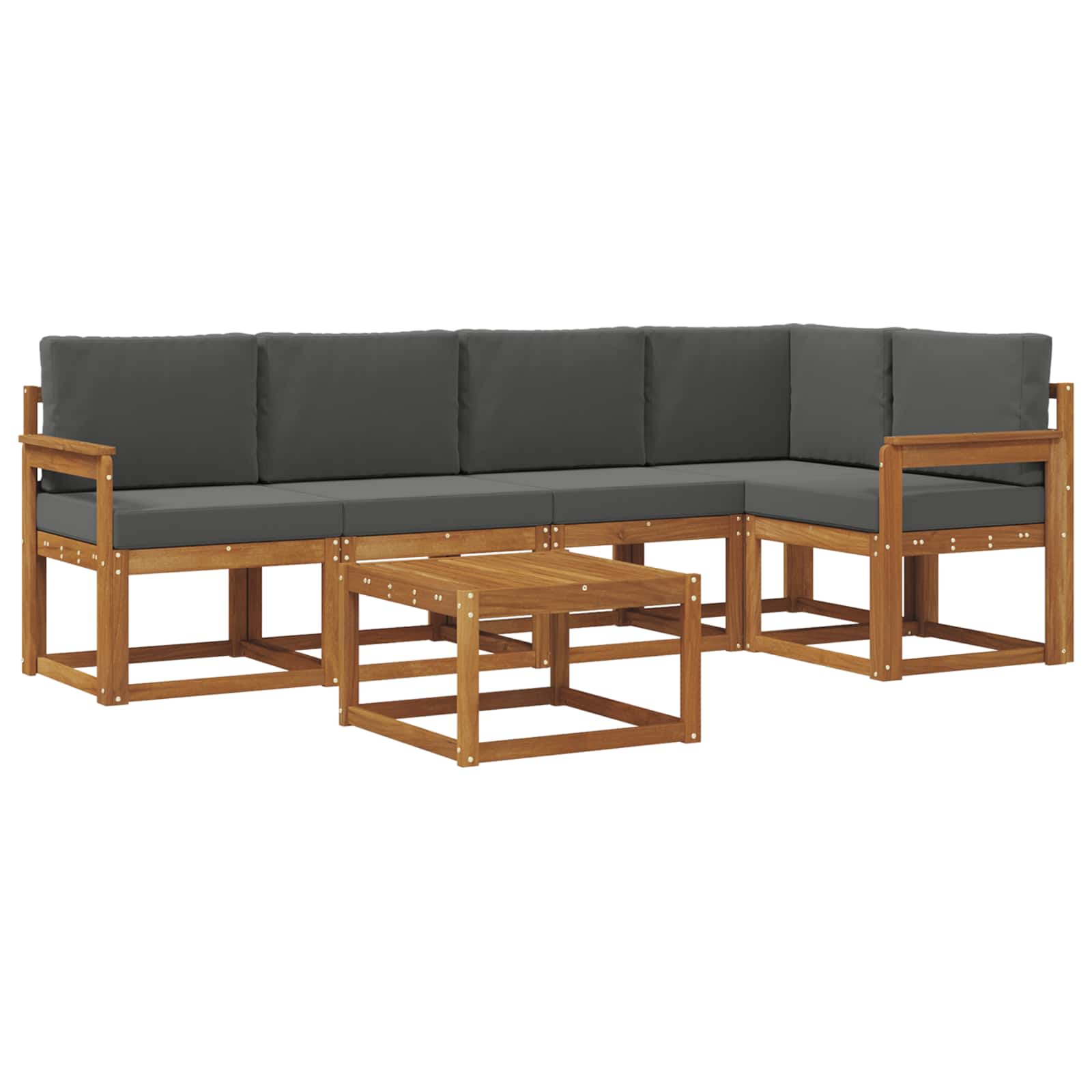 Set di divani da esterno con cuscino 6 pcs Naturale e Antracite | homemem39