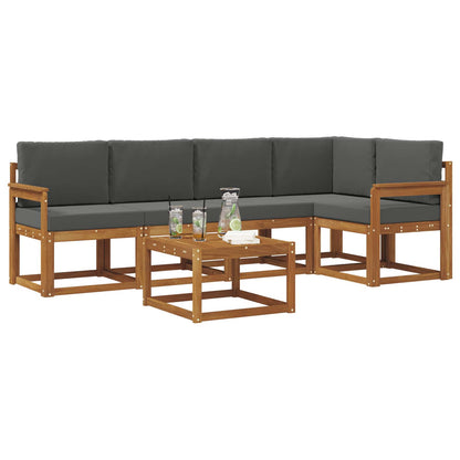 Set di divani da esterno con cuscino 6 pcs Naturale e Antracite | homemem39