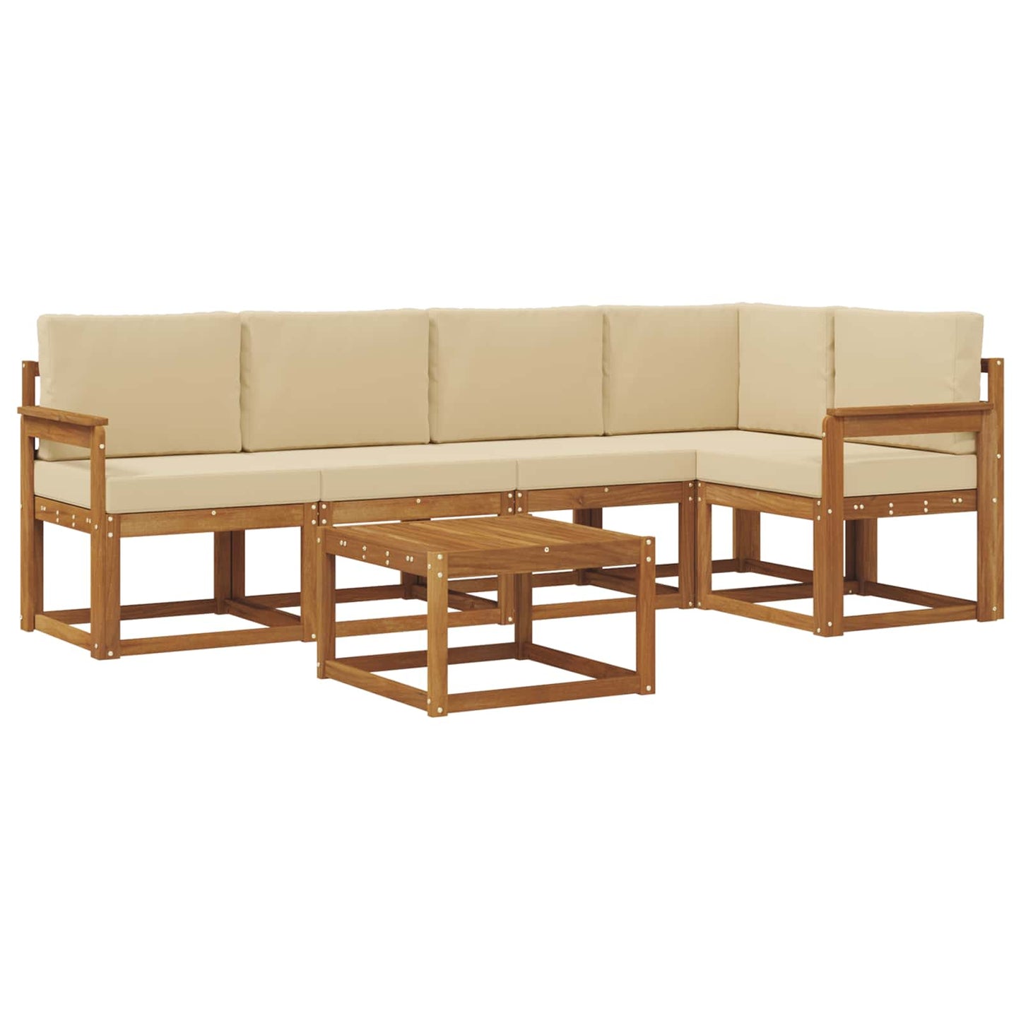 Set di divani da esterno con cuscino 6 pcs Naturale e Beige | homemem39