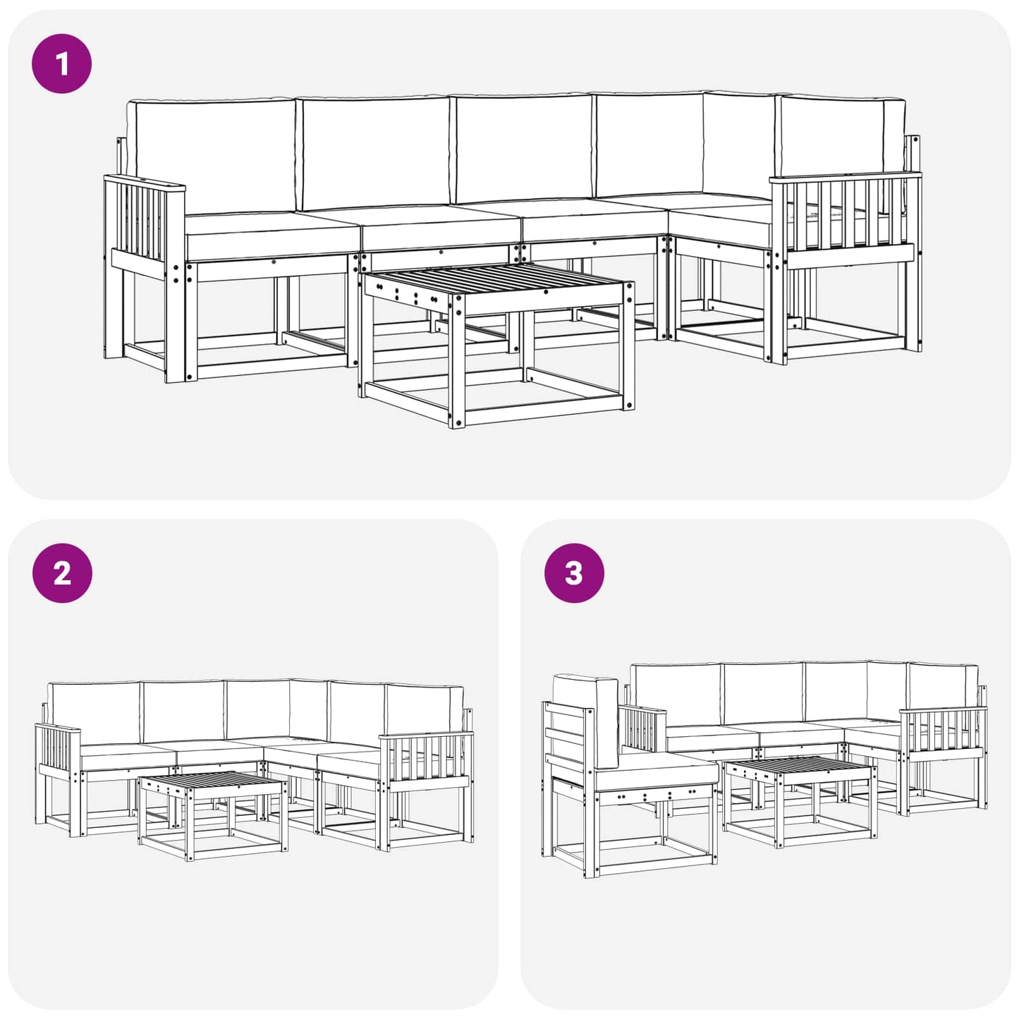 Set di divani da esterno 6 pcs Grigio Naturale e Chiaro | homemem39