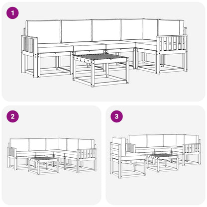 Set di divani da esterno 6 pcs Grigio Naturale e Chiaro | homemem39