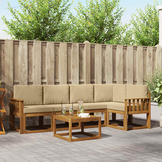Set di divani da esterno con cuscino 6 pcs Naturale e Beige