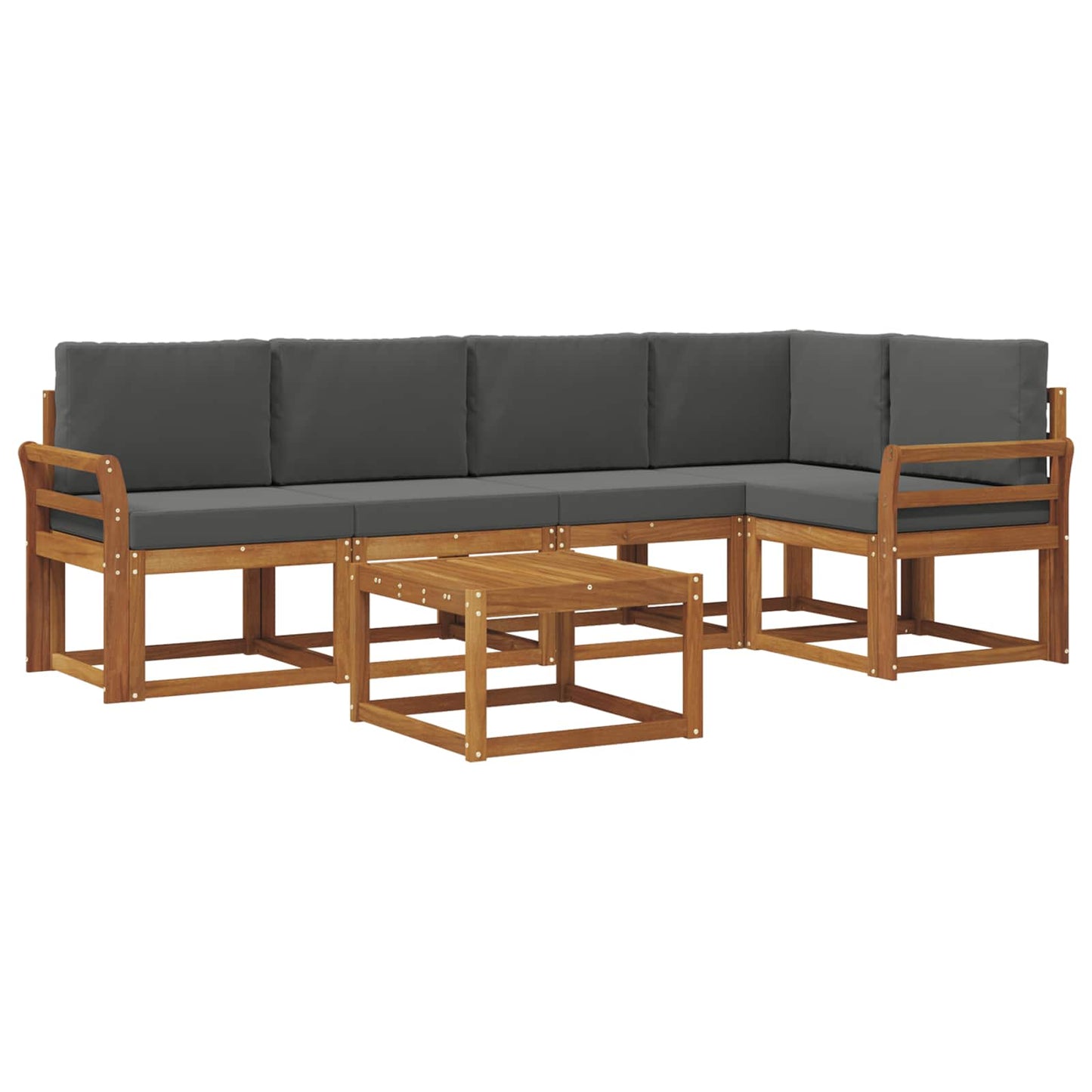 Set di divani da esterno con cuscino 6 pcs Naturale e Antracite | homemem39