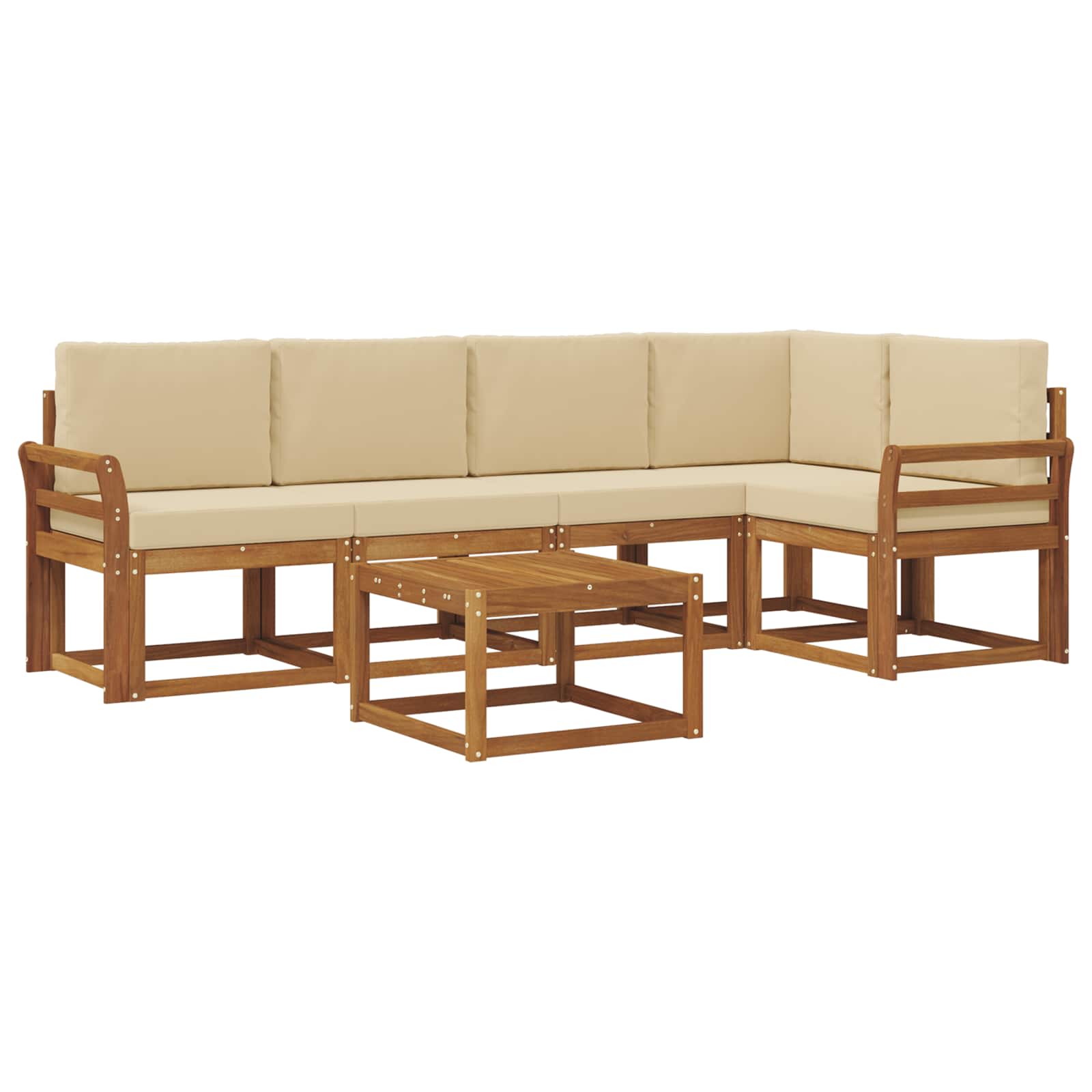 Set di divani da esterno con cuscino 6 pcs Naturale e Beige | homemem39