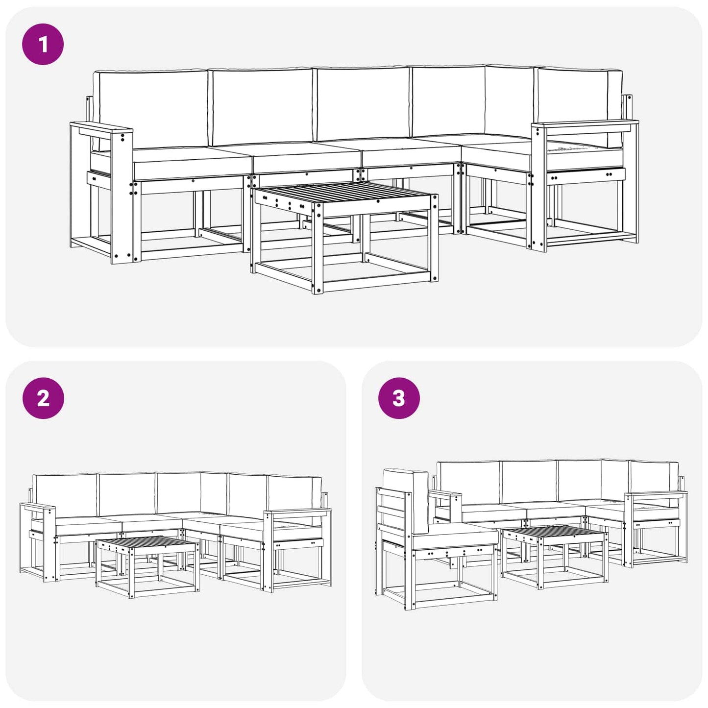 Set di divani da esterno 6 pcs Grigio Naturale e Chiaro | homemem39
