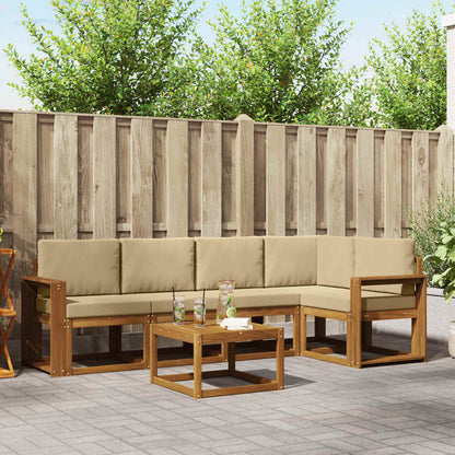 Set di divani da esterno con cuscino 6 pcs Naturale e Beige