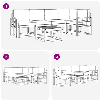Set di divani da esterno 6 pcs Grigio Naturale e Chiaro | homemem39
