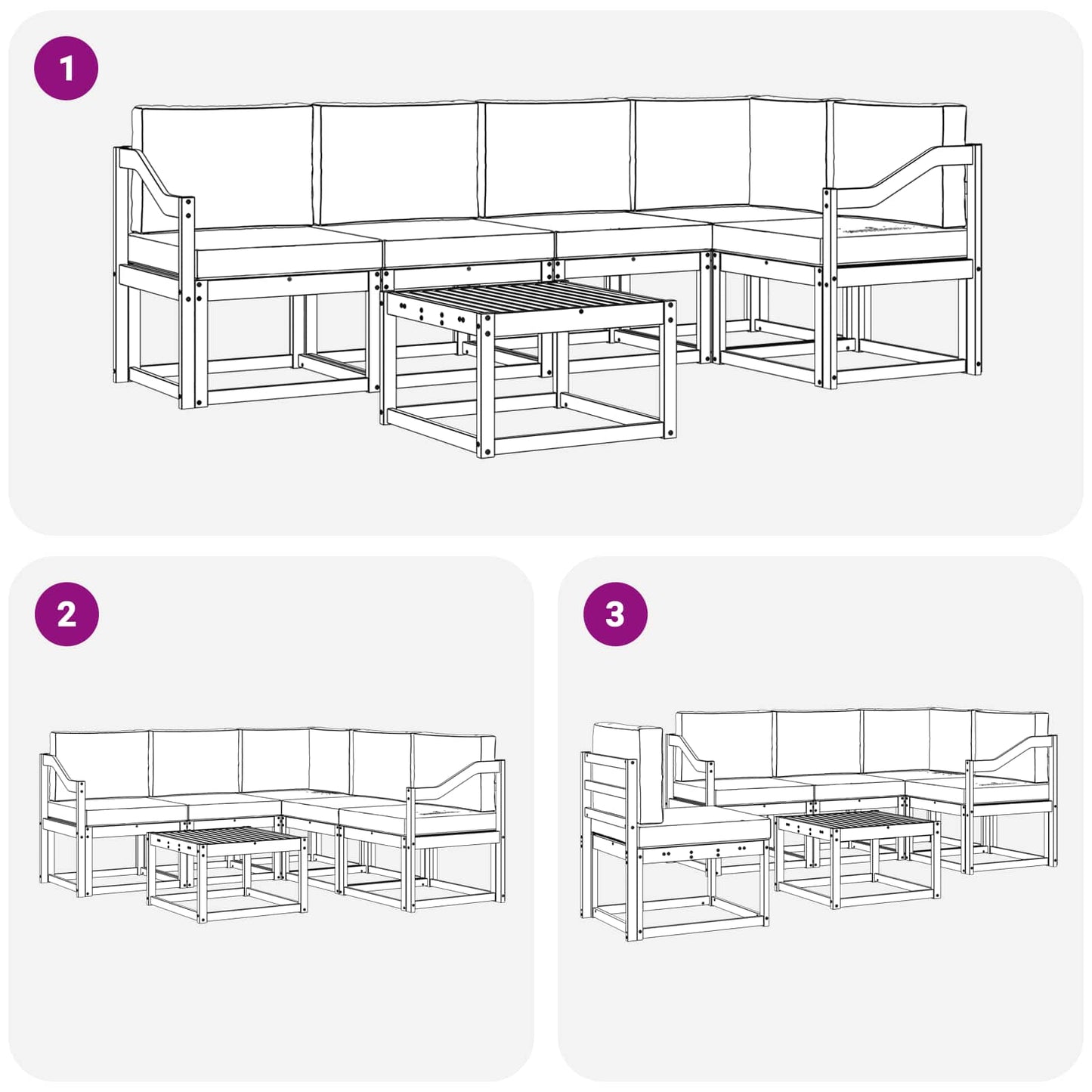 Set di divani da esterno 6 pcs Grigio Naturale e Chiaro | homemem39
